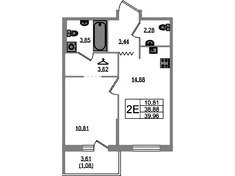 1-комнатная квартира 39.96 м², 6/12 эт., ЖК «UP! Квартал Воронцовский»